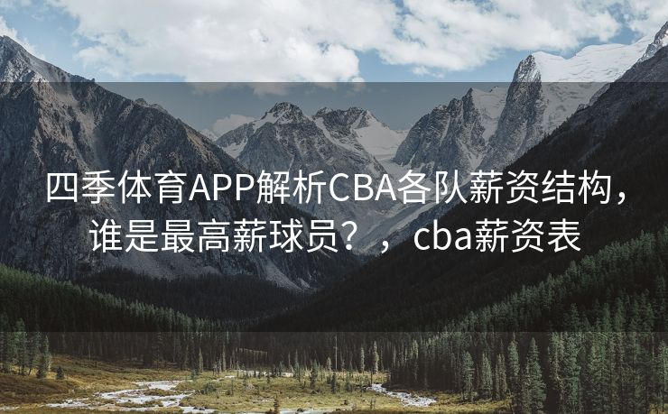 四季体育APP解析CBA各队薪资结构，谁是最高薪球员？，cba薪资表