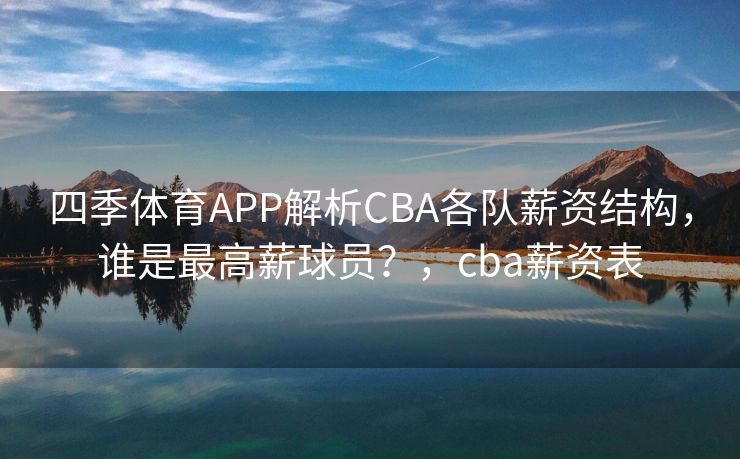 四季体育APP解析CBA各队薪资结构，谁是最高薪球员？，cba薪资表